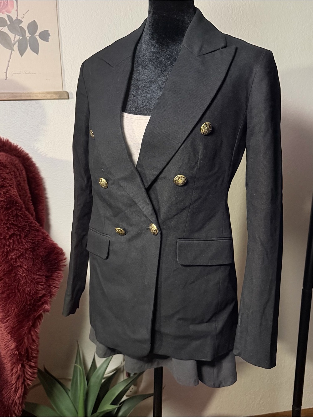 Banana Republic Black Double-Breasted Blazer with Gold Buttons 4